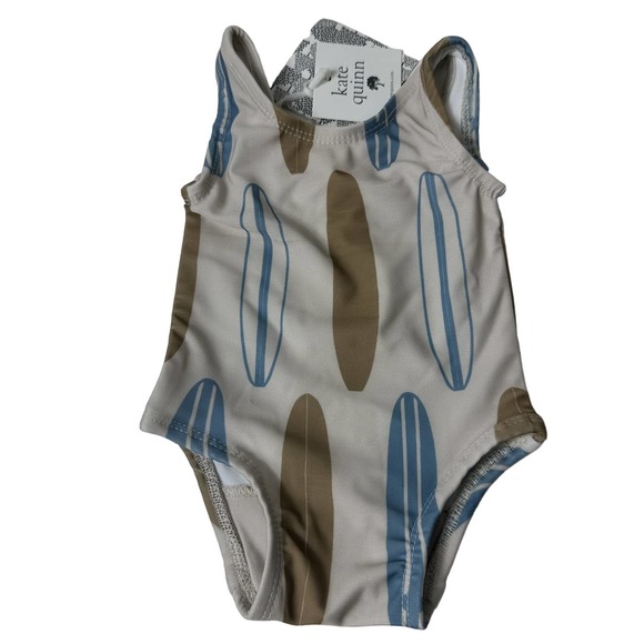 NWT Kate Quinn Infant Baby Longboard Print Tank One-Piece Swim Suit Size 0-3 Mos - Picture 1 of 5